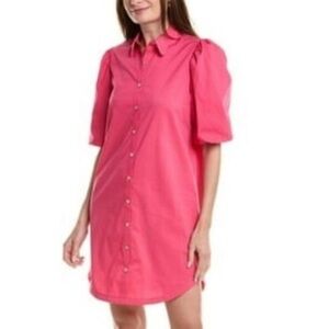 NEW w/o tags Nicole Miller Women Puff Sleeve Fuchsia Shirtdress Blouse Size 12